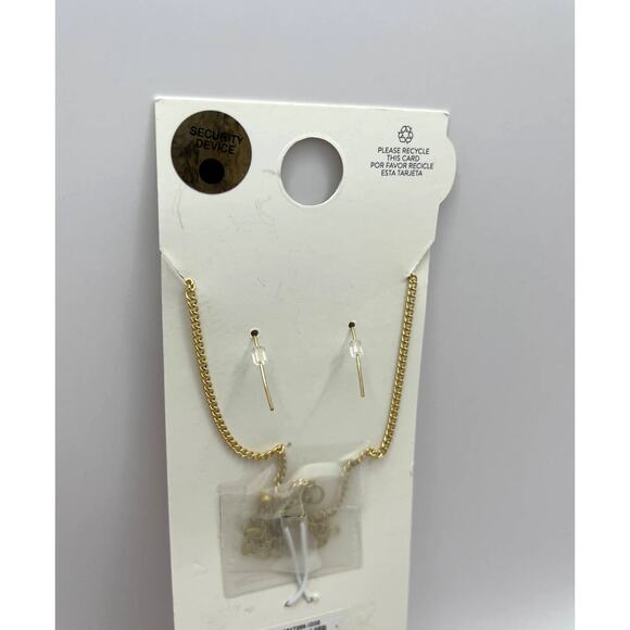 Wonder Nation Eiffel Tower & Pink Flower Pendant w/ Heart Drop Earrings Set NEW - Picture 6 of 12